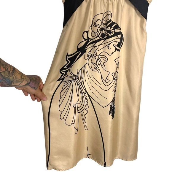 Voom by Joy Han Sleeveless Ruffle Empire Waist Woman Graphic Silk Dress XS - Picture 2 of 11